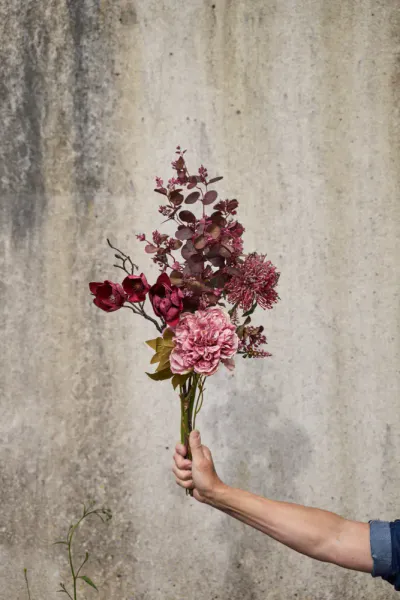 Magnolia stilk 50cm - Plastik - M&oslash;rk R&oslash;d