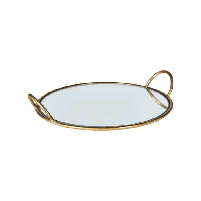 Hovedbilde  Fad m/spejl deko 25x22x4cm - glass/metall - Gull