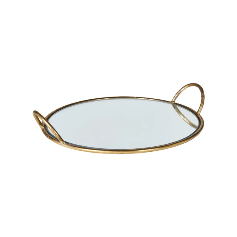  Fad m/spejl deko 25x22x4cm - glass/metall - Gull